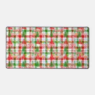 Merry Christmas Decorative Plaid Tartan  Desk Mat