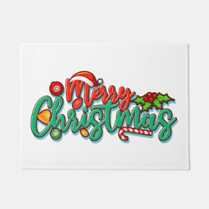 Merry Christmas Decorative Typography Script  Doormat