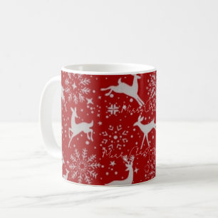 Merry Christmas Deer and Snowflakes Holiday Mug