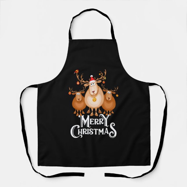 Merry Christmas Deer   Apron (Front)