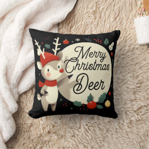 Merry Christmas Deer Cushion