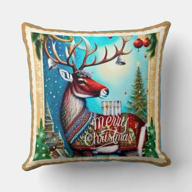 MERRY CHRISTMAS DEER CUSHION (Back)