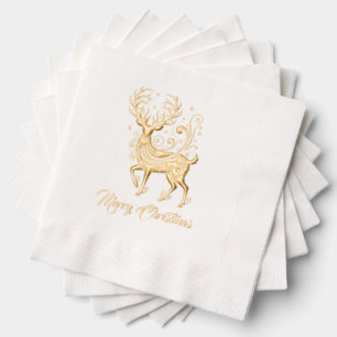 Merry Christmas Deer Foil Napkins