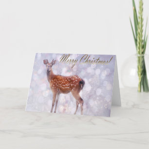 Merry Christmas Deer Friends in Snow Holiday Card