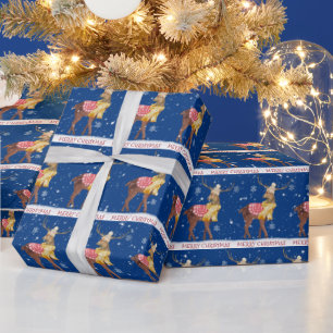 Merry Christmas Deer in Snowflakes Wrapping Paper