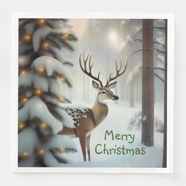 Merry Christmas Deer Napkin (Front)
