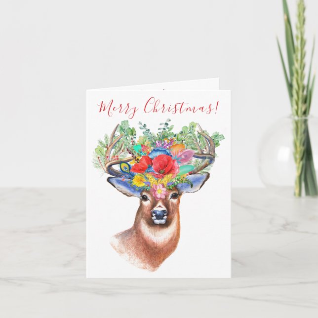 Merry Christmas Deer Personalised Greeting Card (Front)