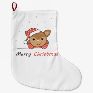 Merry Christmas Deer Snow Greeting Coffee Mug Large Christmas Stocking