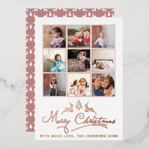 Merry Christmas deer, tree photo collage rose gold