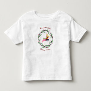 Merry Christmas Deer with Wreath Customize Toddler T-Shirt