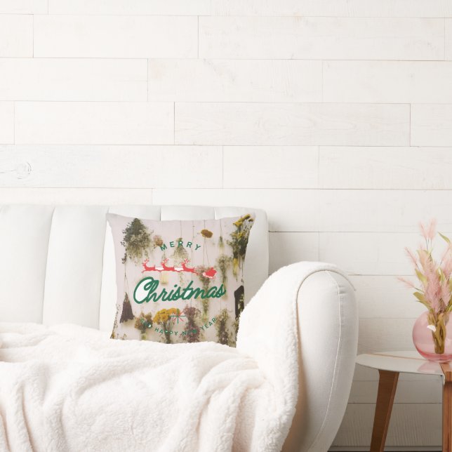 Merry Christmas Deer's Colourful Throw Pillow (Couch)