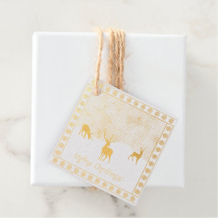 Merry Christmas - Deers in the snow - gold Favour Tags