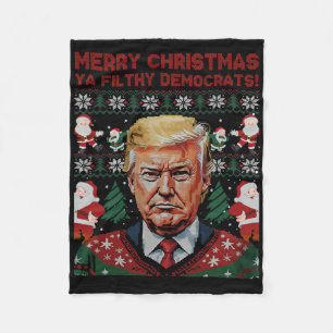 Merry Christmas Democrats Filthy Ya Funny Xmas 1 Fleece Blanket
