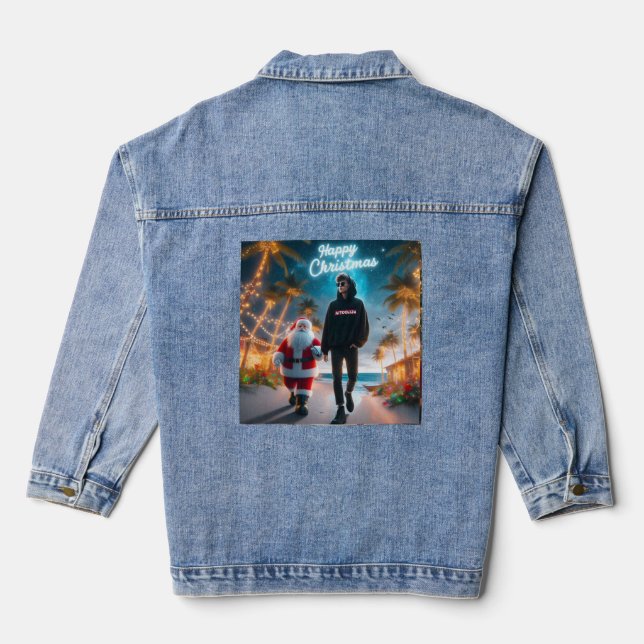 Merry Christmas Denim Jacket | Christmas outfit (Back)