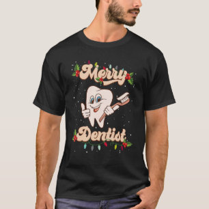 Merry Christmas Dentist Teeth Santa Hat Leopard Pl T-Shirt