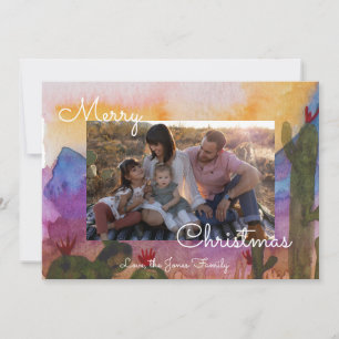Merry Christmas Desert Watercolor Greeting Card