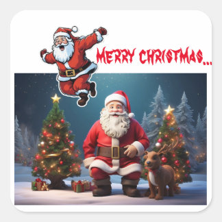merry christmas Design and painting  Square Sticker