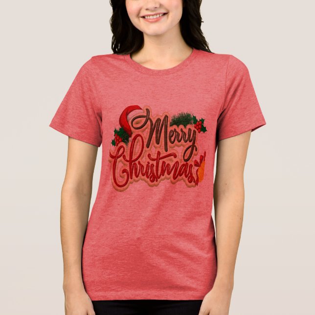 Merry Christmas Design for Holiday Gifts t shirt. Tri-Blend Shirt (Front)
