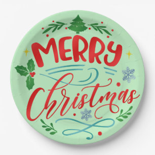 Merry Christmas Design Paper Plate