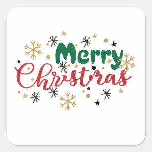 Merry Christmas Design Square Sticker