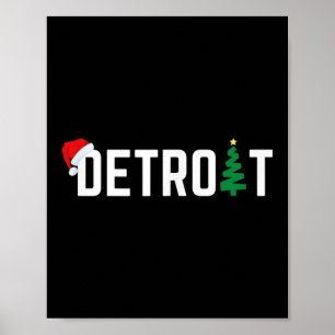 Merry Christmas Detroit Happy Holidays Michigan Sa Poster