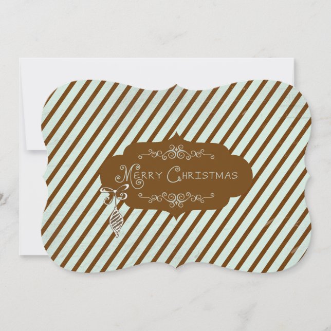 Merry Christmas Diagonal Stripe Holiday Card (Front)