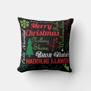Merry Christmas Different Languages Cushion