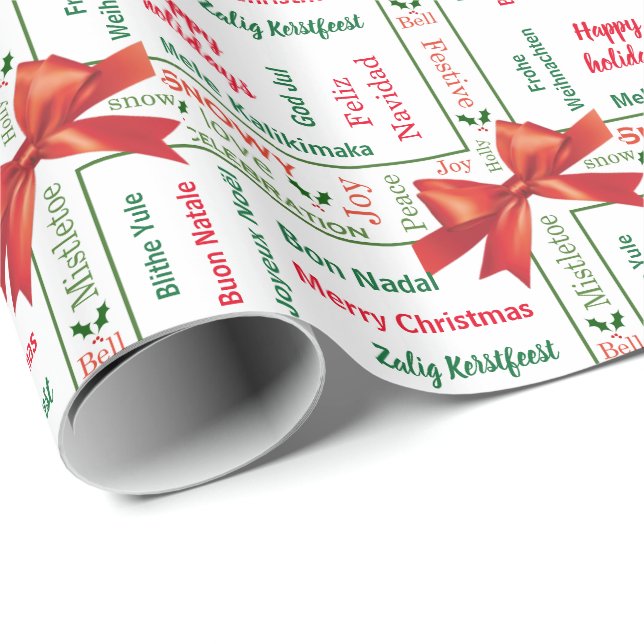 Merry Christmas different languages Wrapping Paper (Roll Corner)