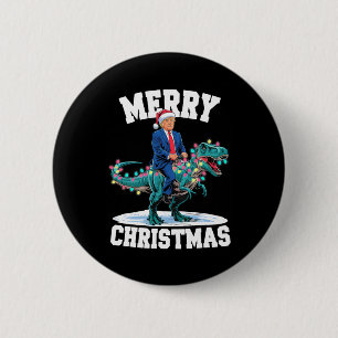 Merry Christmas Dino Donald Trump Dinosaur T-rex X 6 Cm Round Badge