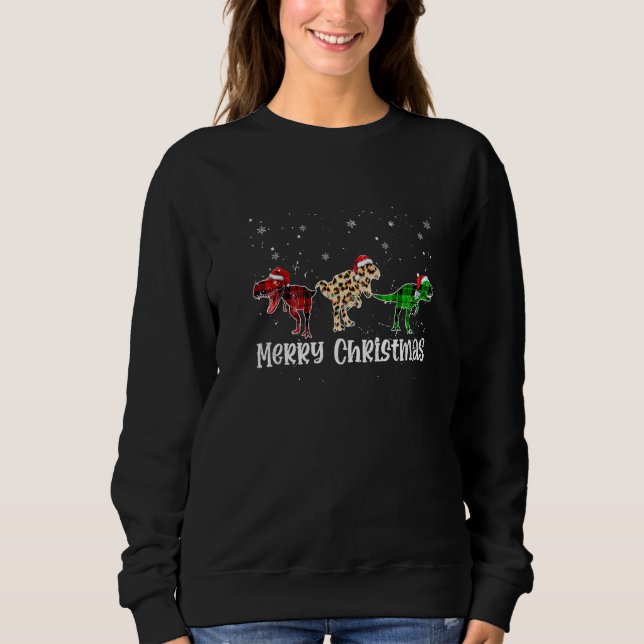 Merry Christmas Dinosaur Animals Leopard Buffalo P Sweatshirt (Front)