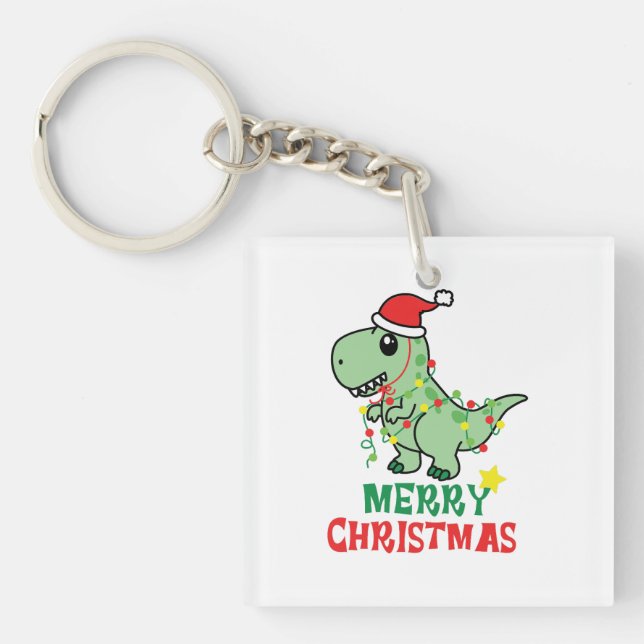 merry christmas dinosaur key ring (Front)