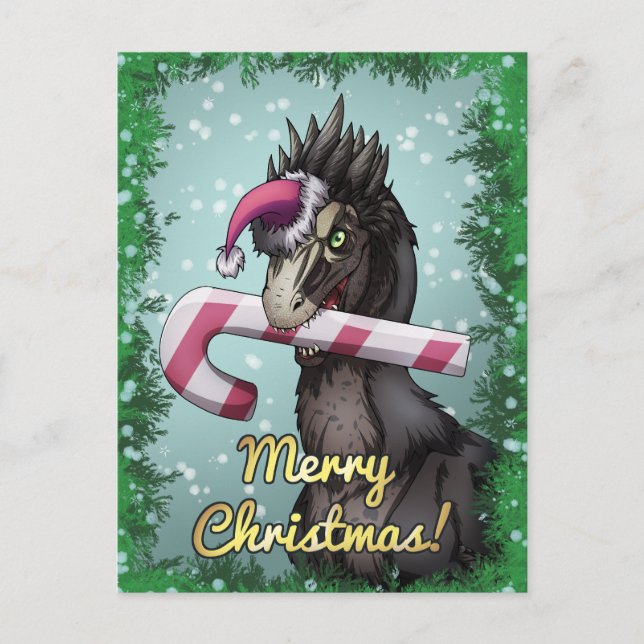 Merry Christmas Dinosaur Postcard (Front)