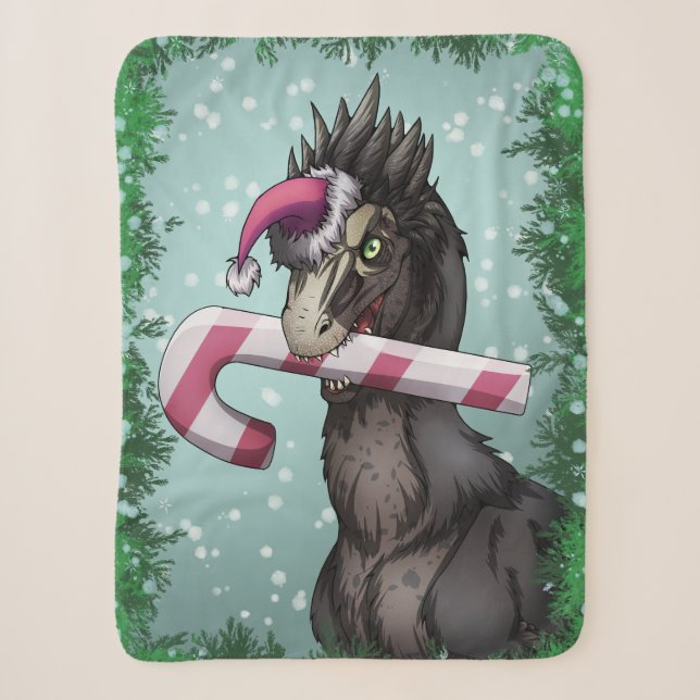 Merry Christmas Dinosaur  Sherpa Blanket (Front)