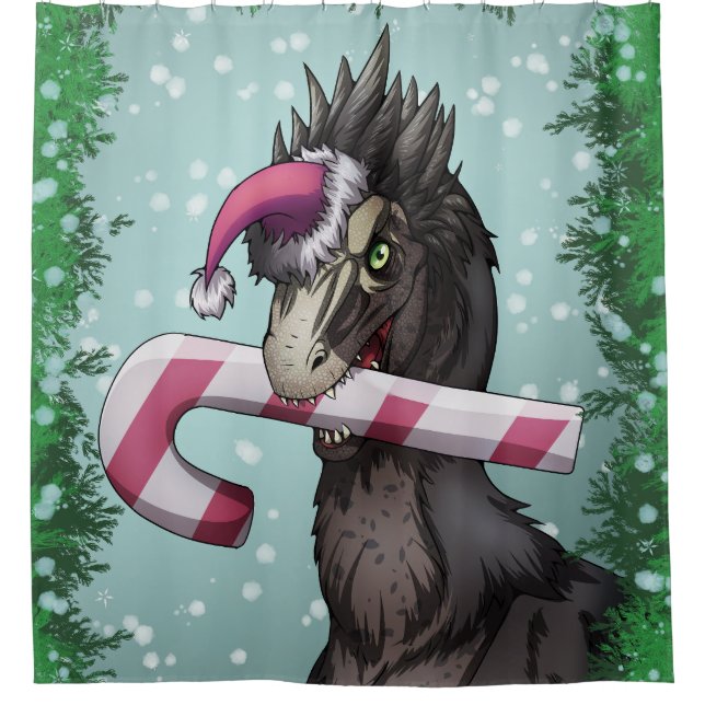 Merry Christmas Dinosaur  Shower Curtain (Front)