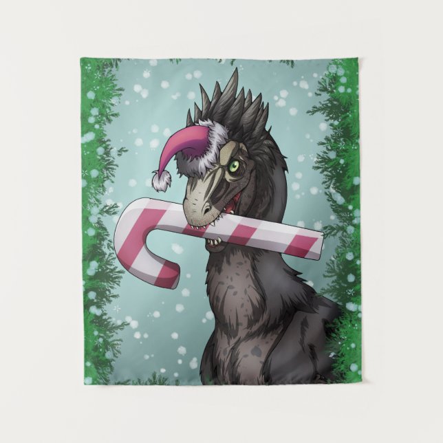 Merry Christmas Dinosaur Tapestry (Front)