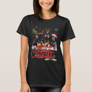 Merry Christmas Doberman Pinscher Dogs Santa Reind T-Shirt