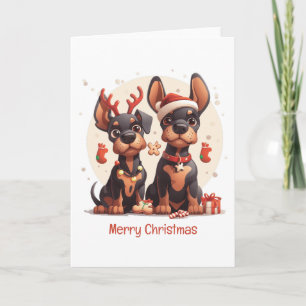 Merry Christmas Dobermann Dogs Holiday Card