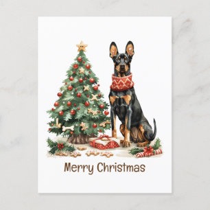 Merry Christmas Dobermann Dogs Holiday Postcard