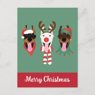Merry Christmas Dobermann Dogs Postcard