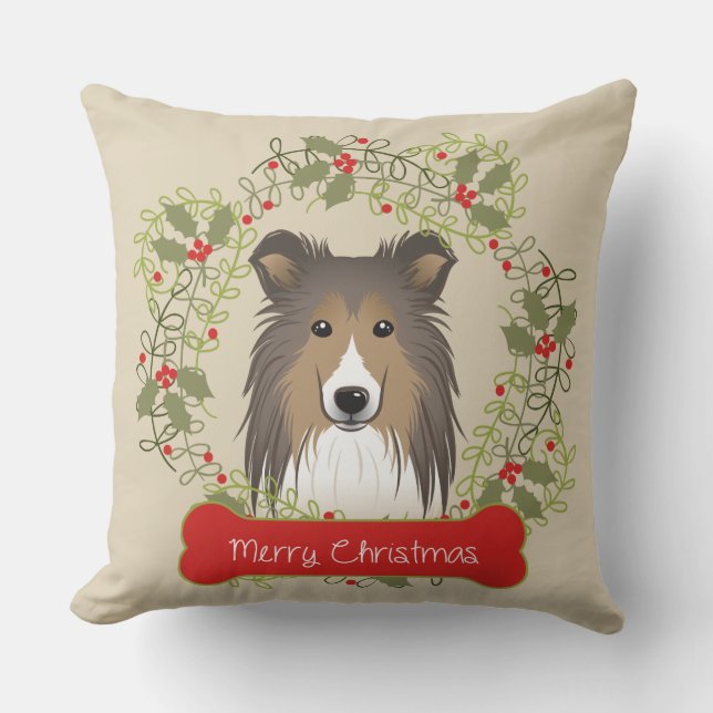 Merry Christmas Dog Breed Cushion (Front)