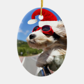 Merry Christmas dog Ceramic Tree Decoration