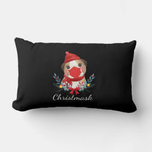 Merry Christmas Dog Lover Bulldog Wearing Mask Lumbar Cushion