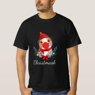 Merry Christmas Dog Lover Bulldog Wearing Mask T-Shirt