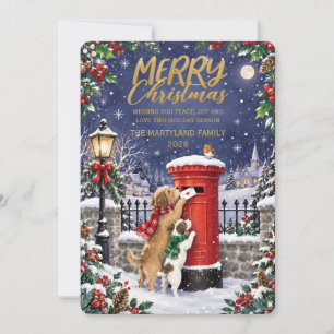 🎄📮 Merry Christmas Dog Mailbox Holiday Card 🐶❄️