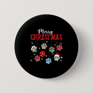 Merry Christmas Dog Paws Lights Funny Xmas Womens 6 Cm Round Badge