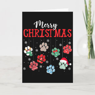 Merry Christmas Dog Paws Lights Funny Xmas Womens  Card