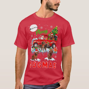 Merry Christmas Dog Santa Carrying Dachshunds Pick T-Shirt