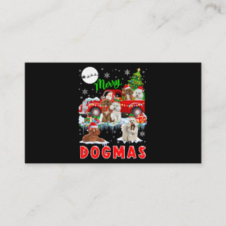 Merry Christmas Dog Santa Carrying Poodles On Pick Business Card