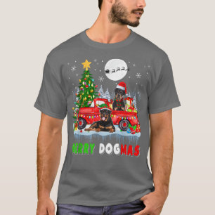 Merry Christmas Dog Santa Elf Rottweilers On Picku T-Shirt