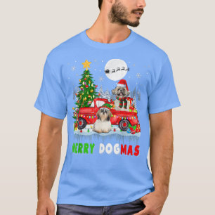 Merry Christmas Dog Santa Elf Shih Tzus On Pickup  T-Shirt